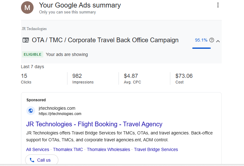 JR Technologies corporate travel back-office campaign